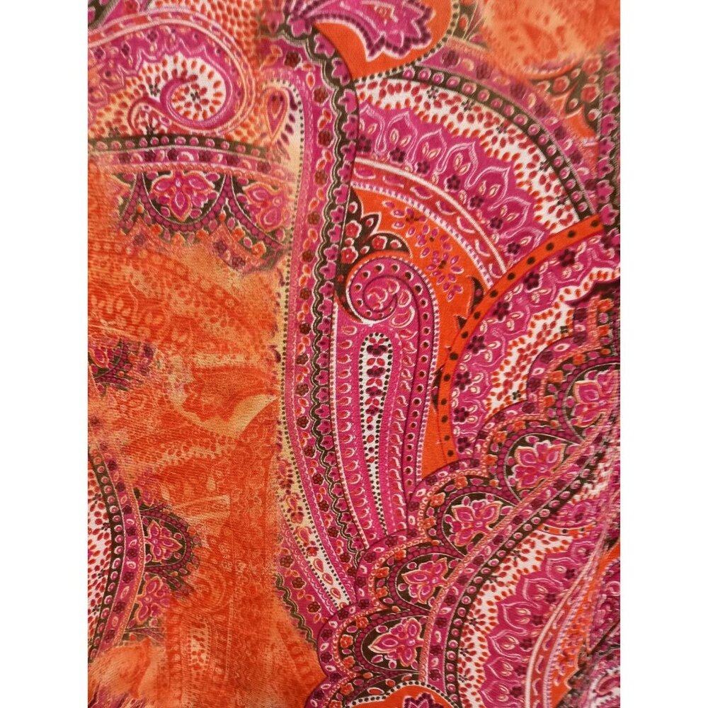 Susan Graver Womens Tank Top Size Large Orange Pink Paisley BOHO Beach - Picture 2 of 7